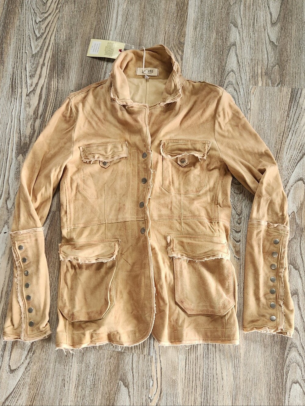 Jakett NY Meryl Waxed Leather Jacket Womens S Chamois Deconstructed Raw Seams - Picture 8 of 16